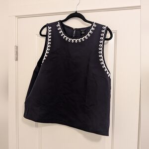 Ann Taylor Navy Blue Blouse with White Accents Size XXL NWT